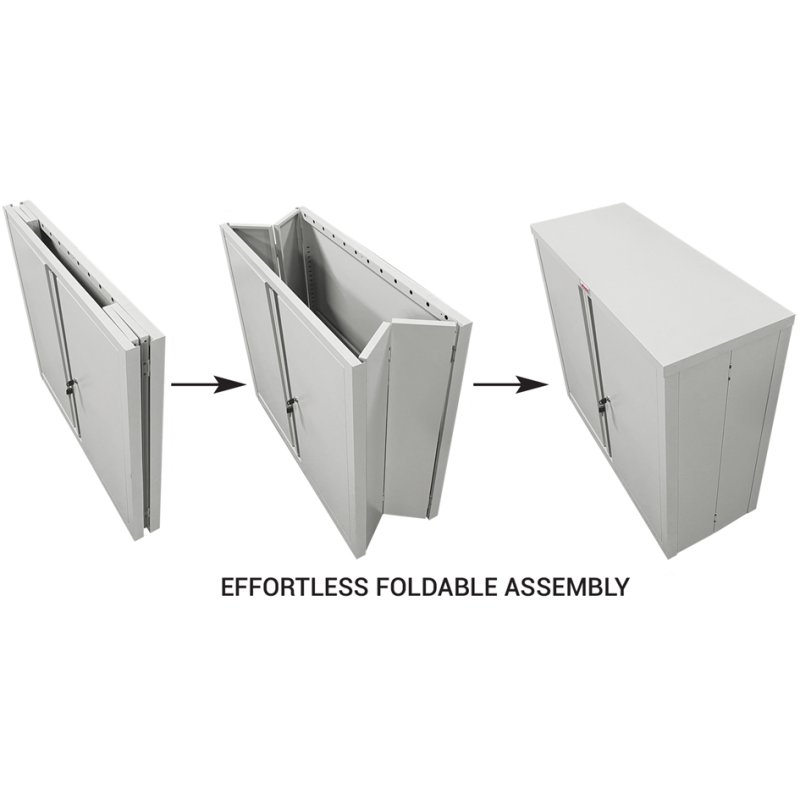 Phoenix armoire d'archivage acier pliable, 4 tablettes, verrouillable, gris clair